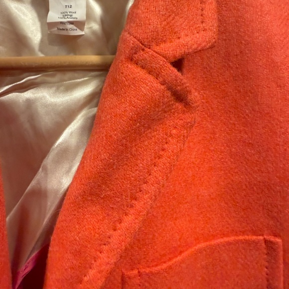 Vintage J Crew Coral Scottish Blazer Leather Buttons Size 12 - Picture 6 of 8